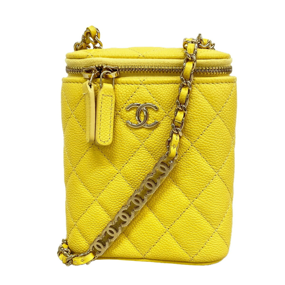 Chanel Matelassé Chain Shoulder Bag, Caviar Leather, Yellow Champagne, Women'...